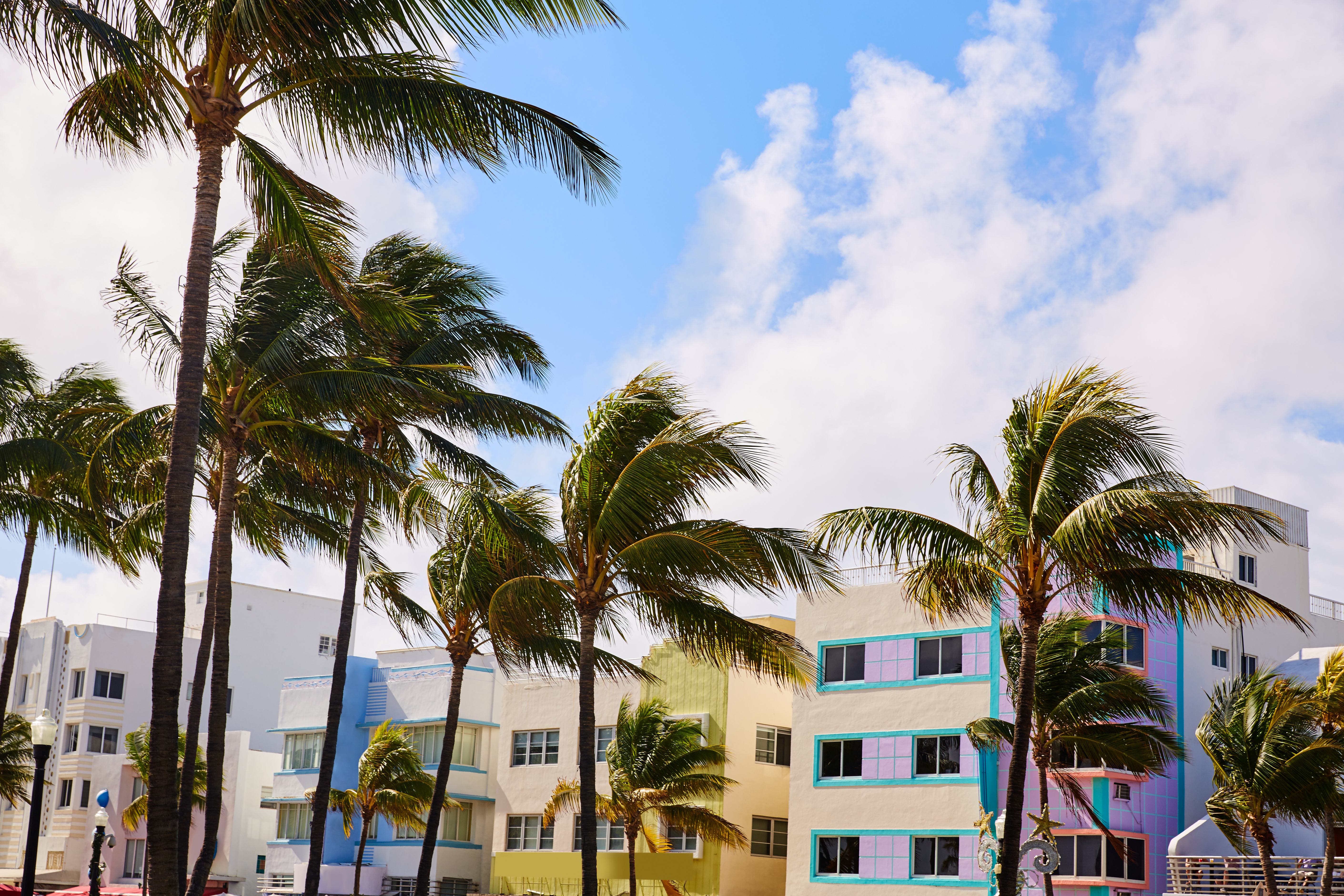 Miami Beach Ocean boulevard Art Deco district in florida USA